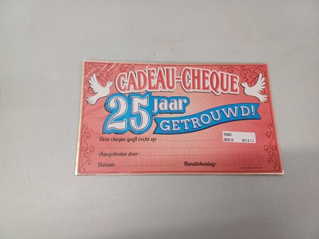 Cheque 25 jaar getrouwd